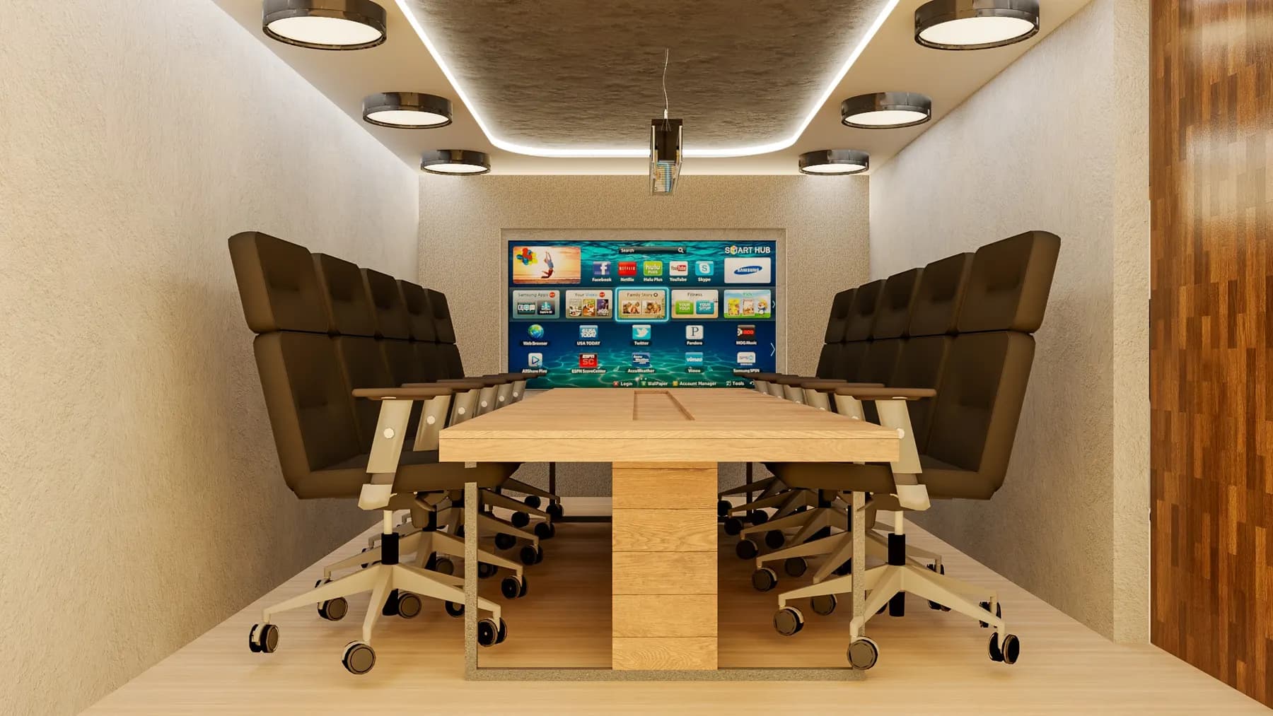 Oficina Sapuga · La sala de reuniones: la mesa redonda metálica de 1,60. · IO's Architecture